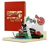 A123AMZ Vale de viaje a Italia, Roma, Venecia en formato de tarjeta desplegable en 3D con diseño de paisaje urbano de Italia, bono de hotel para ella o él