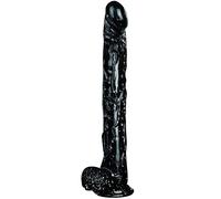 A18-Consoladores Classic (1009 g Longitud: 16.14 pulgadas Diámetro: 2.17 pulgadas) Dildos realistas Réplica de pene Ventosa súper fuerte con PVC médico Color negro