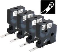 A18053 - Etiquetas de tubo termorretráctiles de repuesto para DYMO Rhino 18053 compatible con DYMO Rhino 4200 5200 5000 6000 etiquetadora industrial negro sobre blanco, 3/8 pulgadas x 4.9 pies