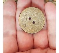A2 - 8 unidades, botones de coco de 25 mm, cáscaras de coco, 2 agujeros, botones de costura, en parte irregular, sin clasificar.