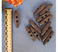 A2 - Botones de madera (10 unidades, 50 mm), color marrón oscuro