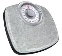 A25 Báscula de Baño Analógica con Alfombra, hasta 180 kg | Superficie Antideslizante con Números Grandes y sin Pilas, Alta Precisión para tu Hogar, Blanco y Gris