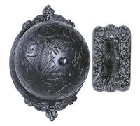 A29 Timbre mecánico decorativo - Timbre de puerta giratorio antiguo con timbre manual - Timbre de puerta vintage de latón macizo en acabado de bronce aceitado - Timbre victoriano inalámbrico no