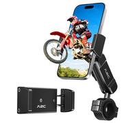 A2C Soporte para teléfono de motocicleta, giratorio de 360° de aleación de aluminio, con bloqueo antigolpes y almohadillas de silicona, operación con una sola mano, ajuste universal para teléfonos