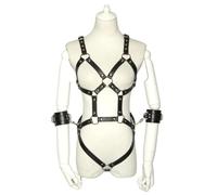 A2RSales Black Short Chain Adjustable Sexy Leather-Like Enticing Women's Body Harness Lingerie Fetish