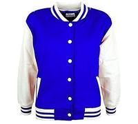 A2Z 4 Kids Béisbol Contraste Chaqueta Varsity Estilo Abrigo - B.B Plain Jacket Royal Blue 11-12