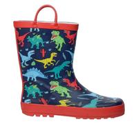 A2Z 4 Kids Botas de lluvia para niños, antideslizantes, impermeables, de goma, con asas de transporte, zapatos de nieve, diseño de dinosaurio, botas de agua ligeras para uso diario, perfectas