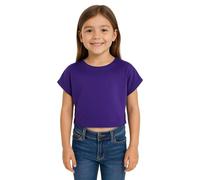 A2Z 4 Kids Camiseta Corta Lisa para Niñas, Tacto Suave, Cómoda, Conjunto De Ropa Informal De Verano A La Moda - New Crop Top Plain Purple 5-6
