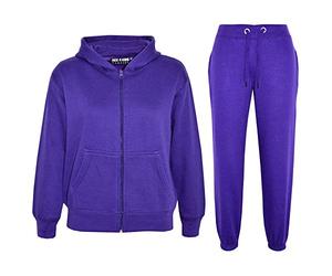A2Z 4 Kids Chicas Niños Sólido Traje Camisa de entrenamiento Con Capucha - T.S Plain Purple 9-10