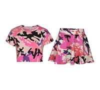 A2Z 4 Kids Conjunto de camiseta corta y falda patinadora para niñas de 5, 6, 7, 8, 9, 10, 11, 12, 13 años, rosa pastel, 9-10 Years