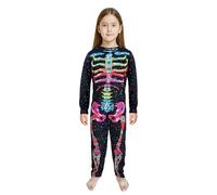 A2Z 4 Kids Disfraz de esqueleto de Halloween para niñas y niños, enterizo todo en uno, disfraz de esqueleto para fiestas espeluznantes, disfraz de esqueleto 9-11