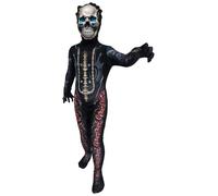 A2Z 4 Kids Disfraz de esqueleto Mecha para niños y niñas, disfraz de Halloween de una pieza con máscara de calavera con capucha, disfraz de esqueleto Mecha 9-11