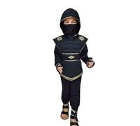 A2Z 4 Kids Disfraz de ninja de Halloween para niños y niñas, disfraz de guerrero negro, disfraz de ninja de 6 a 8 años