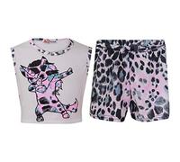 A2Z 4 Kids Girls Crop Top & Shorts Floral Tie Dye Leaopard Unicornio Moda Verano Conjunto corto Conjunto Nueva Edad 7 8 9 10 11 12 13 Años 529 Blanco 9-10 Años