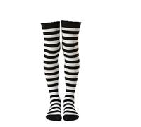 A2Z 4 Kids Medias a rayas para niñas y niños, color blanco y negro, accesorio de disfraz de Halloween, calcetines por encima de la rodilla, calcetines suaves y elásticos, de poliéster, para niños de 4