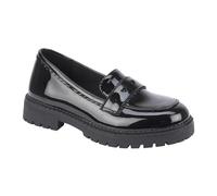 A2Z 4 Kids Mocasines de charol para niñas, zapatos escolares, color negro, con corte de corazón, suela gruesa, comodidad formal, duradera, para el regreso a clases, tallas 10 de niño a 3 del Reino