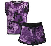 A2Z 4 Kids niñas Conjunto De Shorts 100% Algodón - Shorts Set 479 Camo Purple 9-10