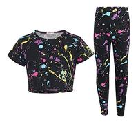A2Z 4 Kids Niñas Splash Top Legging Conjuntos Elegante Top Y Falda - Splash 240 Crop & Legging Set._5-6
