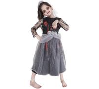 A2Z 4 Kids Niñas Zombi Novia Halloween Fantasía Vestido - Zombie Bride Dress 643._6-8