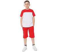 A2Z 4 Kids Niños Camiseta Top Shorts Conjunto Camuflaje Panel En Contraste - Shorts Set 481 Red 7-8