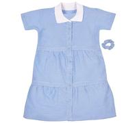 A2Z 4 Kids Vestido escolar de uniforme para niñas, suave, cómodo, a cuadros, con botones, vestido de verano escalonado con coleteros a juego para edades de 2 a 14 años, azul, 9-10 años
