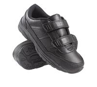 A2Z 4 Kids Zapatillas escolares negras para niños, con correa de , ligeras, de piel sintética, suela acolchada, cómoda, para uso diario, escuela, deportes, tallas 10 UK Ch a 2 UK, Black, 28 EU