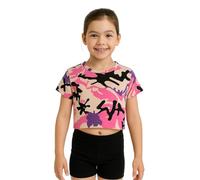 A2Z 4 Niñas Camiseta Crop Top Eficaz Sencilla Camisa Suave Sensación - New Crop Top Plain Camo Baby Pink 13