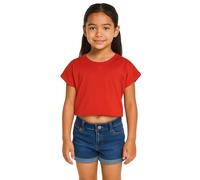 A2Z 4 Niñas Camiseta Crop Top Eficaz Sencilla Camisa Suave Sensación - New Crop Top Plain Red 7-8