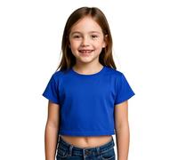 A2Z 4 Niñas Camiseta Crop Top Eficaz Sencilla Camisa Suave Sensación - New Crop Top Plain Royal 13