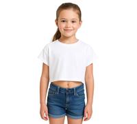 A2Z 4 Niñas Camiseta Crop Top Eficaz Sencilla Camisa Suave Sensación - New Crop Top Plain White 7-8