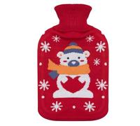 A2Z Botellas de agua caliente de Navidad, funda de punto de forro polar suave de 2 litros, duradera, a prueba de fugas, botella de Navidad, alivio del dolor, noches acogedoras, cuello, espalda,
