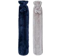 A2Z Botellas de Agua Caliente Funda Suave de Felpa con 2 Litros Larga Duradera a Prueba de Fugas Botella de Goma - Hot Bottle HB1156 Navy/Grey