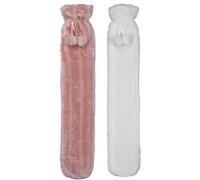 A2Z Botellas de Agua Caliente Funda Suave de Felpa con 2 Litros Larga Duradera a Prueba de Fugas Botella de Goma - Hot Bottle HB1156 Pink/White