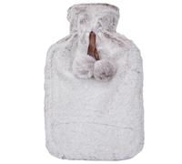 A2Z Botellas de agua caliente suave Husky de felpa con pompones, funda de forro polar de 2 litros, botella de goma duradera a prueba de fugas, alivio del dolor, noches acogedoras, cuello, espalda,