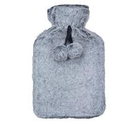 A2Z Botellas de agua caliente suave Husky de felpa con pompones, funda de forro polar de 2 litros, botella de goma duradera a prueba de fugas, alivio del dolor, noches acogedoras, cuello, espalda,