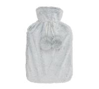 A2Z Botellas de agua caliente suave Husky de felpa con pompones, funda de forro polar de 2 litros, botella de goma duradera a prueba de fugas, alivio del dolor, noches acogedoras, cuello, espalda,