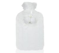 A2Z Botellas de Agua Caliente Suave Husky Felpa Pom Pom Funda de Forro Polar 2 Litros Duradera a Prueba de Fugas Botella de Goma Alivio del Dolor - Hot Bottle HB1151 White