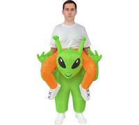 A2Z Disfraz inflable de alienígena para adultos y mujeres, divertido disfraz de alienígena verde para fiestas de Halloween, festivales y cosplay, con ventilador y batería, talla única