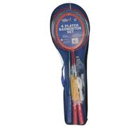 A2Z Juego de bádminton para 4 niños y 4 jugadores con red y postes, 4 raquetas, 3 volantes, juego deportivo para jardín al aire libre, juego deportivo para niños y familia, playa, parque, diversión de