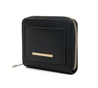 A2Z Monedero compacto con cremallera para mujer, de piel sintética, texturizado, con bolsillo para monedas, múltiples compartimentos, para viajes, uso diario, regalo para mujeres, Black, Talla única