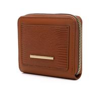 A2Z Monedero compacto con cremallera para mujer, de piel sintética, texturizado, con bolsillo para monedas, múltiples compartimentos, para viajes, uso diario, regalo para mujeres, Brown, Talla única
