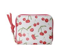 A2Z Monedero compacto con cremallera para mujer, de piel sintética, texturizado, con bolsillo para monedas, múltiples compartimentos, para viajes, uso diario, regalo para mujeres, Estampado de cereza