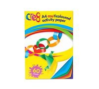 A2Z Papel de actividades multicolor A4, paquete de 80 hojas, colores brillantes, papel para manualidades, dibujo, corte, plegable, proyectos escolares, álbumes de recortes y actividades de bricolaje