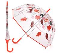 A2Z Paraguas transparente de burbujas para caminar con hojas de otoño, paraguas transparente con forma de cúpula de hojas que caen con mango de plástico de agarre suave, impermeable, protección contra
