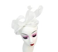 A2ZUKFASHION Tocado con lazo de plumas para mujer, diadema con clip Alice, banda tejida para boda, Royal Ascot Ladies Races