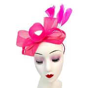 A2ZUKFASHION Tocado con lazo de plumas para mujer, diadema con clip Alice, banda tejida para boda, Royal Ascot Ladies Races