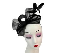 A2ZUKFASHION Tocado con lazo de plumas para mujer, diadema con clip Alice, banda tejida para boda, Royal Ascot Ladies Races