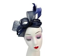 A2ZUKFASHION Tocado con lazo de plumas para mujer, diadema con clip Alice, banda tejida para boda, Royal Ascot Ladies Races