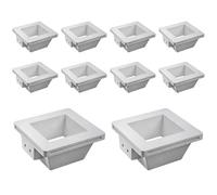 A2ZWORLD 10 soportes para foco de yeso empotrables, cuadrados, 120 x 120 x 60 mm, blanco pintable, portalámparas GU10 y conector Fast incluidos, muelle transparente, para yeso y techo