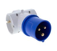 A2ZWORLD, Adaptador de enchufe industrial CEE 2P+T 16A 250V + 3 tomas Schuko/Bipaso/EU, producto versátil, blanco